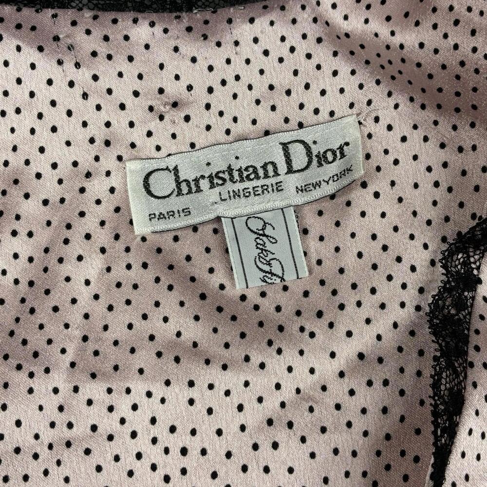 VTG‎ Christian Dior Satin Polka Dot Pajama Set 2pc Women's S Pink USA Lingerie - Picture 2 of 15